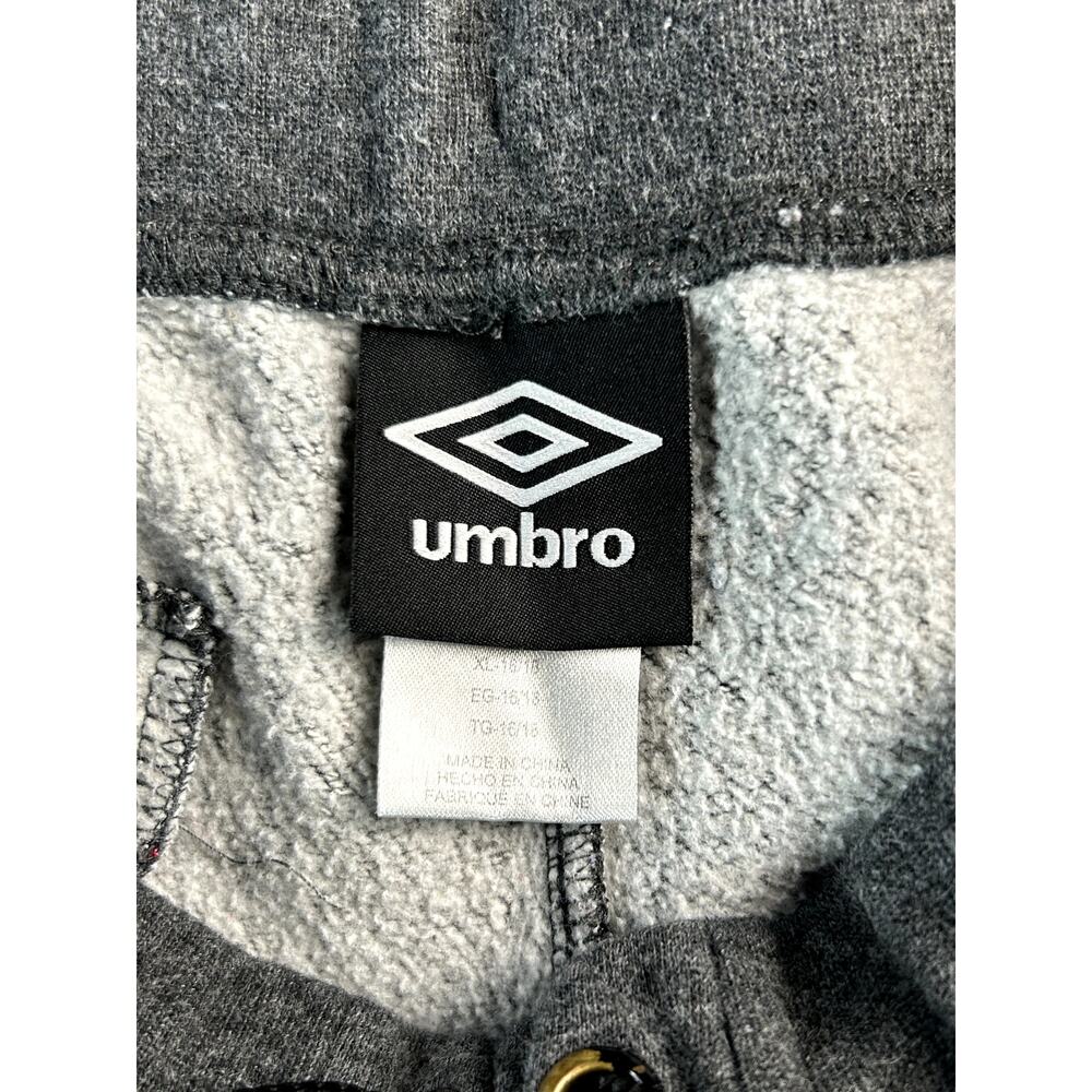 Umbro Jogger Sweatpants Youth Gray Black Fleece Lined Athletic Drawstring Pants - Picture 4 of 7
